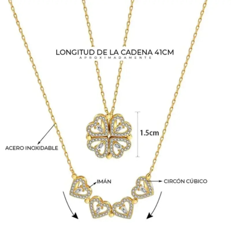 COLLAR 2 EN 1 CORAZON 💕 Y TREBOL 🍀