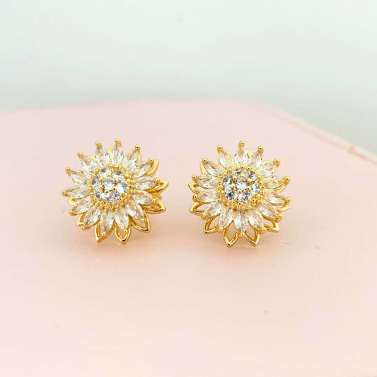 Aretes de Girasol Giratorio Gold